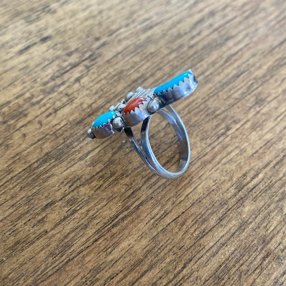 Vintage turquoise and coral ring - Picture 2 of 2